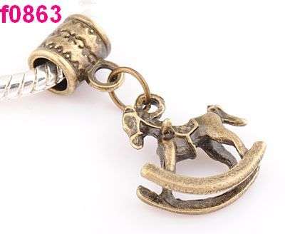 Dangling Bead - rocking horse in Bronze