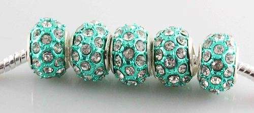 Bead with Swarovski Crystals,  fits most European Charm Bracelets