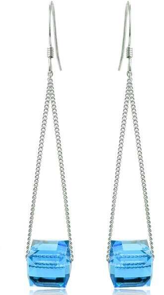 18K GP Swarovski crystal  blue Chandelier Earrings