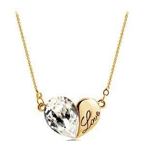 18K GP Rhinestone Crystal Heart Necklace