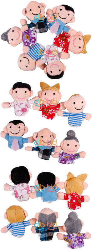 Finger Puppets, Plush Dolls - Family - 6 pieces