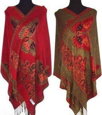 Crazy Auction - Lovely Pashmina Scarf,  Earthy  Red Butterfly