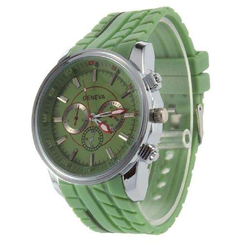 Watch - Big Watchface Green with Silicone Watch Band - Silicone Sport Watch Unisex