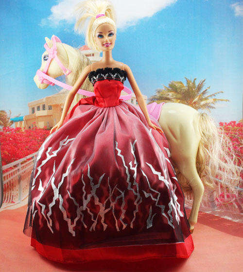 Barbie Fashion House -  Clothes, Handmade, Evening Dress - Red