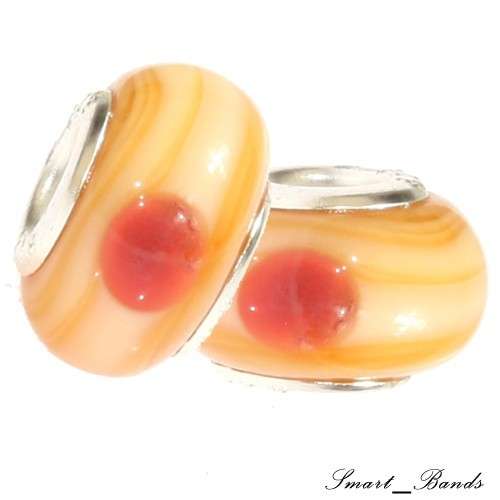 Bead, Murano Style Bead, Silver Core, Honey colour