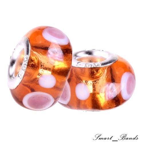 Bead, Murano Style Bead, Silver Core, Honey colour
