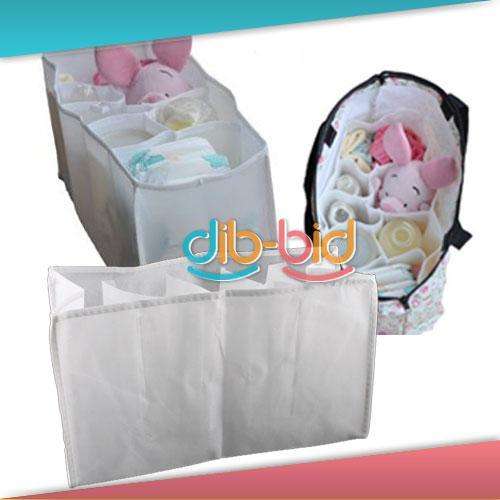 New Baby Diaper Nappy Changing Storage Bag 7 Liner Cell Divider in White