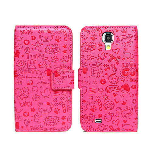 Samsung Galaxy S4 Hot Pink Cover - Flip PU Leather Case Cover