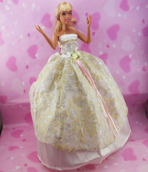 Barbie Fashion House -  Clothes, Handmade, Gown Evening Dress White