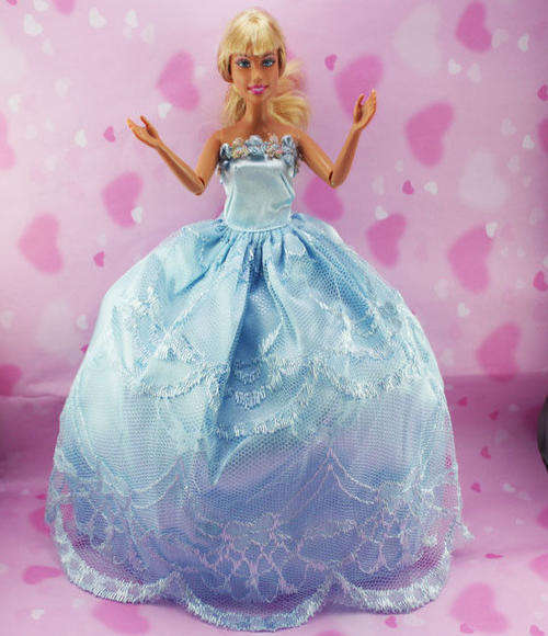 Barbie Fashion House -  Clothes, Handmade, Gown Evening Dress Blue