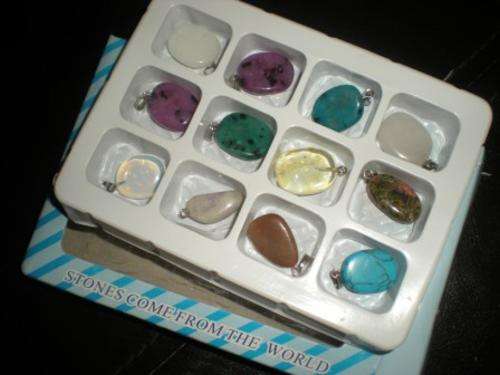 Pendant Set, Stones from around the World. 12 Stone Pendants in one Box