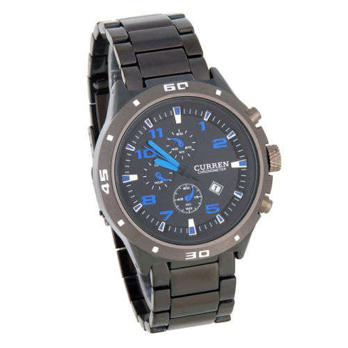 Curren Watch - CURREN 8021 Round Dial Tungsten Steel Band Men's Analogue Watch with Date