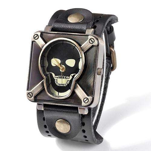 Unisex Gothic Rock Retro Leatherette Skull Watch