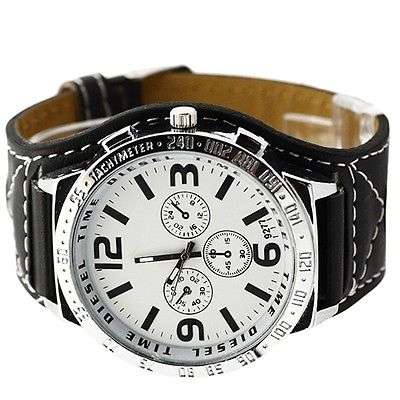 Watch - Big Watchface Black Watch with Leatherette Watchband from Diesel Time