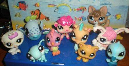 Littlest pet shop, Set of 10 pets incl. whale, fairy, Lizard, Owl, etc.