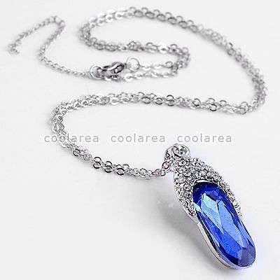 18K GP Rhinestone Crystal Necklace Blue