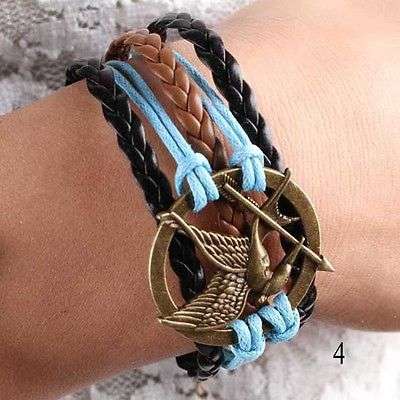 Hunger Games Leather Suede Wrap Multi Strands Friendship Bracelet