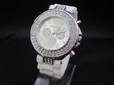 Watch - Bling Silicone Watch in White