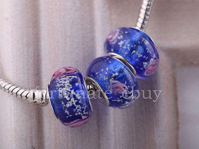 Bead, Murano Style Bead, Blue- fits most European Charm Bracelets