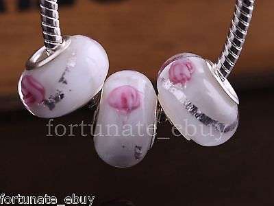 Bead, Murano Style Bead, White - fits most European Charm Bracelets