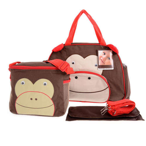 Most adorable 3pc Nappy Bag Diaper Bag with smaller Accessory Bag, and Changing Mat