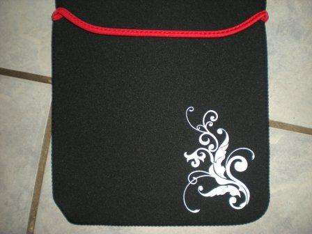 on special - Black, Red Reversible Laptop Sleeve, fits laptops 12 inch with flower
