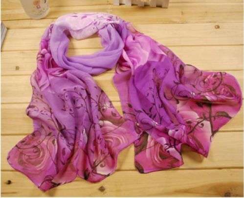 Lovely Scarf, Colourful Chiffon Scarf Purple