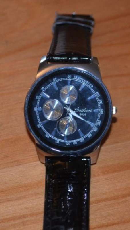 Watch Black, with Leatherette Strap