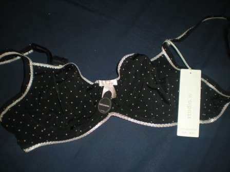 Brand NEW Bra from Woolworth Studio W Black with Pink Dots -  with tag, non padded, size 38B