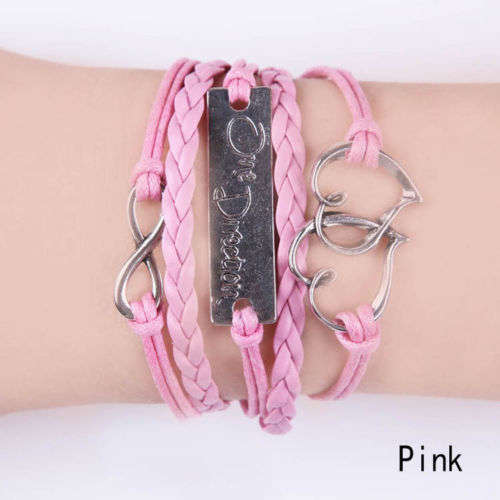 For: One Direction Fans - Leather Suede Wrap Multi Strands Friendship Charm Bracelet