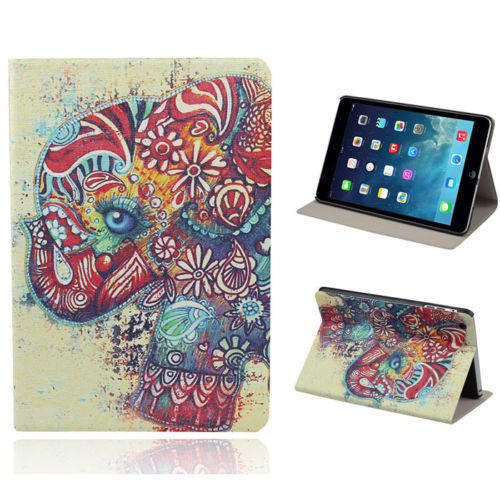 New Cute Magnetic PU Leather Stand Smart Case Cover Shell For iPad mini Colourful Elephant