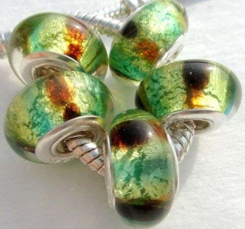 Bead, Murano Style Bead, Green - fits most European Charm