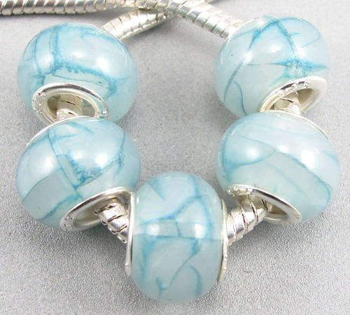 Bead, Blue Murano Style - fits most European Style Charm Bracelets