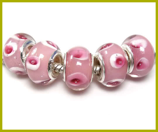 Bead, Pink Murano Style - fits most European Style Charm Bracelets