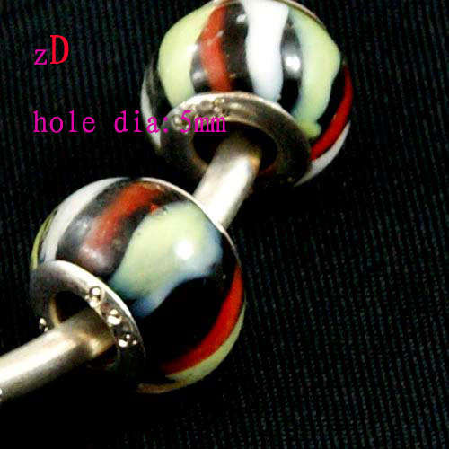 Bead, Black Murano Style   - fits most European Style Charm Bracelets