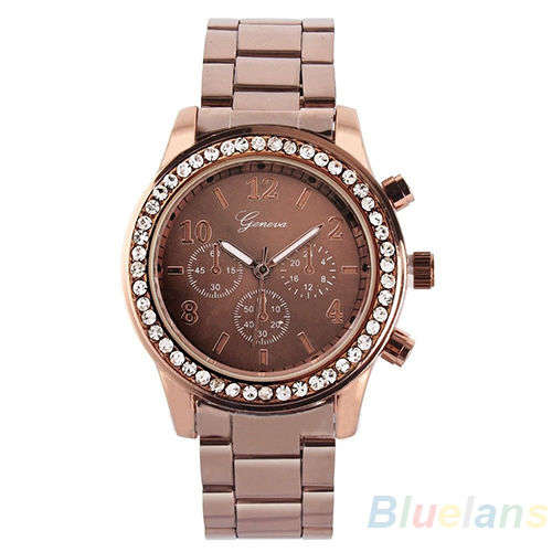 Unisex Womens Mens Popular Geneva Bling Crystal Stainless Steel Wrist Watch