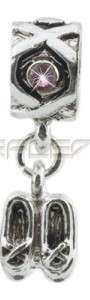 Sterling silver Plated Bead, Dangling Ballet Shoes