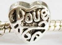 Bead Heart Love Tibetan Silver , fits most European Charm Bracelets