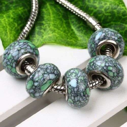 Bead Howlite Green Blue Turquoise - Fits Most European Charm Bracelet