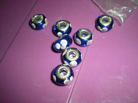 Bead Blue Flower  Murano Style Bead  - Fits Most European Charm Bracelet