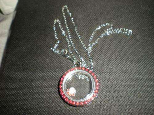 Living Memory Floating Charm Locket Round with Red crystals & Paw - FREE Crystals