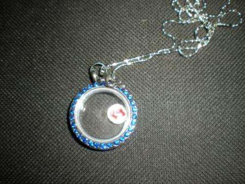 Living Memory Floating Charm Locket Round with Blue crystals & Feet  - FREE Crystals