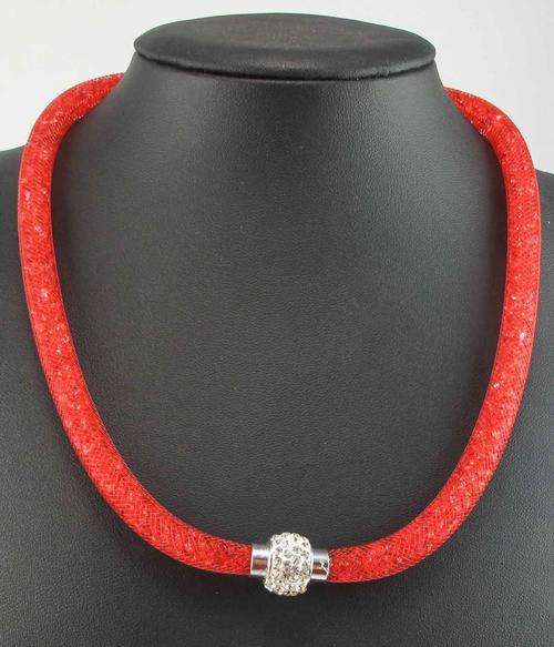 Stardust necklace mit Nylon Netzschlauch Kristall Kugel Magnet Verschluss