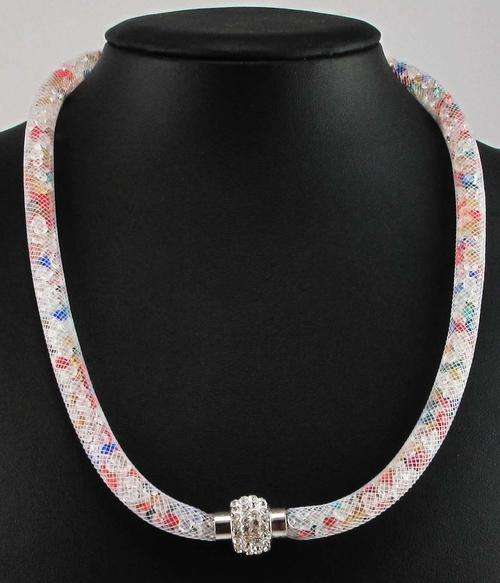 Stardust necklace mit Nylon Netzschlauch Kristall Kugel Magnet Verschluss