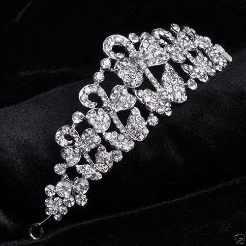 Noble Rhinestone Bride Bowknot Tiara Headpiece Wedding Bridal Luxury Crown 1030