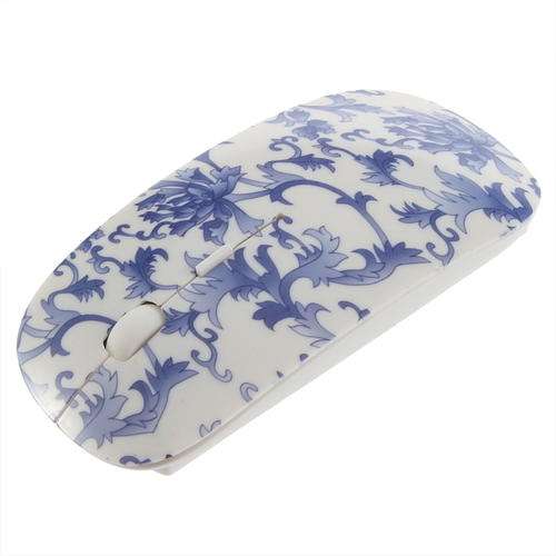 Last one - USB mouse Thin Wireless Mouse for PC / Laptop,  available in Blue Flowers