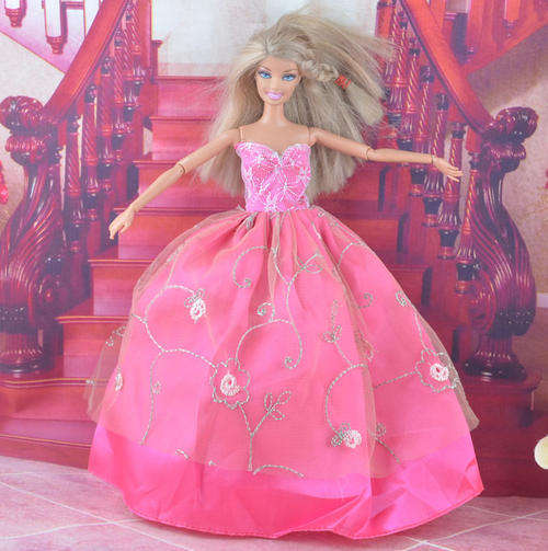 Barbie Clothes, Handmade, Gown in Hot Pink