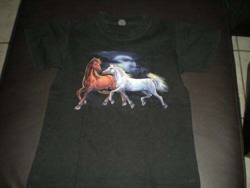 Black T Shirt with horses - Beautiful