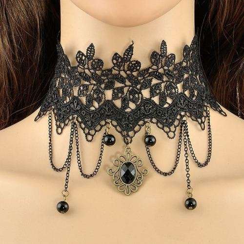 Gothic Black Lace Tattoo Choker Collar Punk Necklace Pendant Jewelry