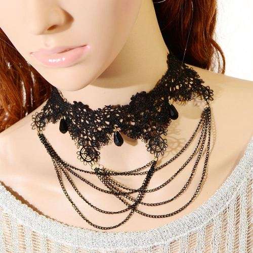Gothic Black Lace Tattoo Choker Collar Punk Necklace Pendant Jewelry